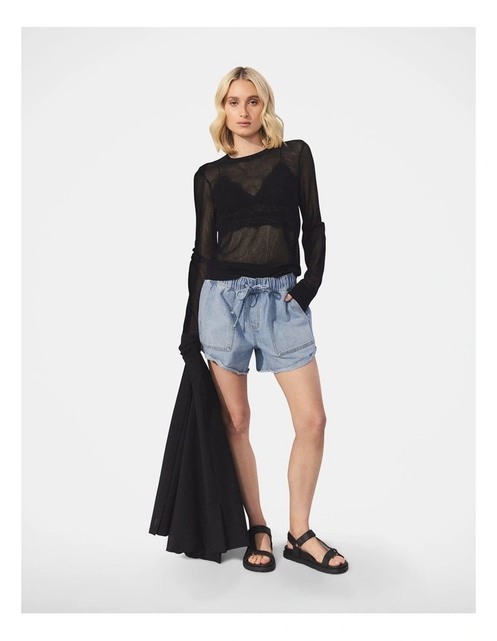 Denim Jogger Short in Blue image 1