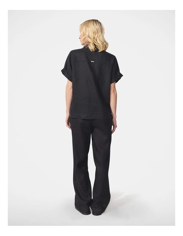 D-Luxe Wide Leg Linen Pant in Black image 2