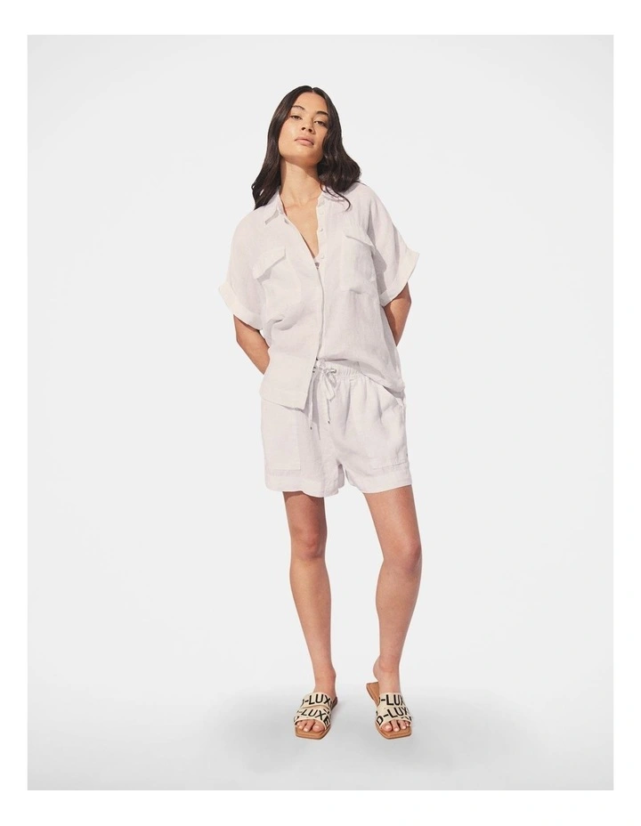 D-Luxe Pocket Linen Shirt in Bright White image 1