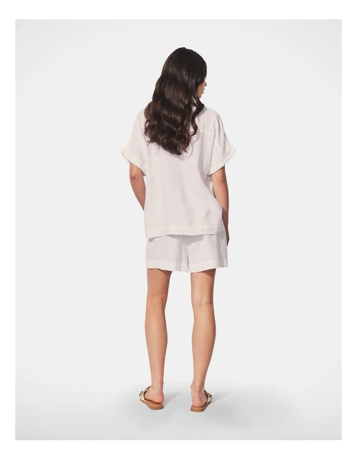 D-Luxe Pocket Linen Shirt in Bright White image 2