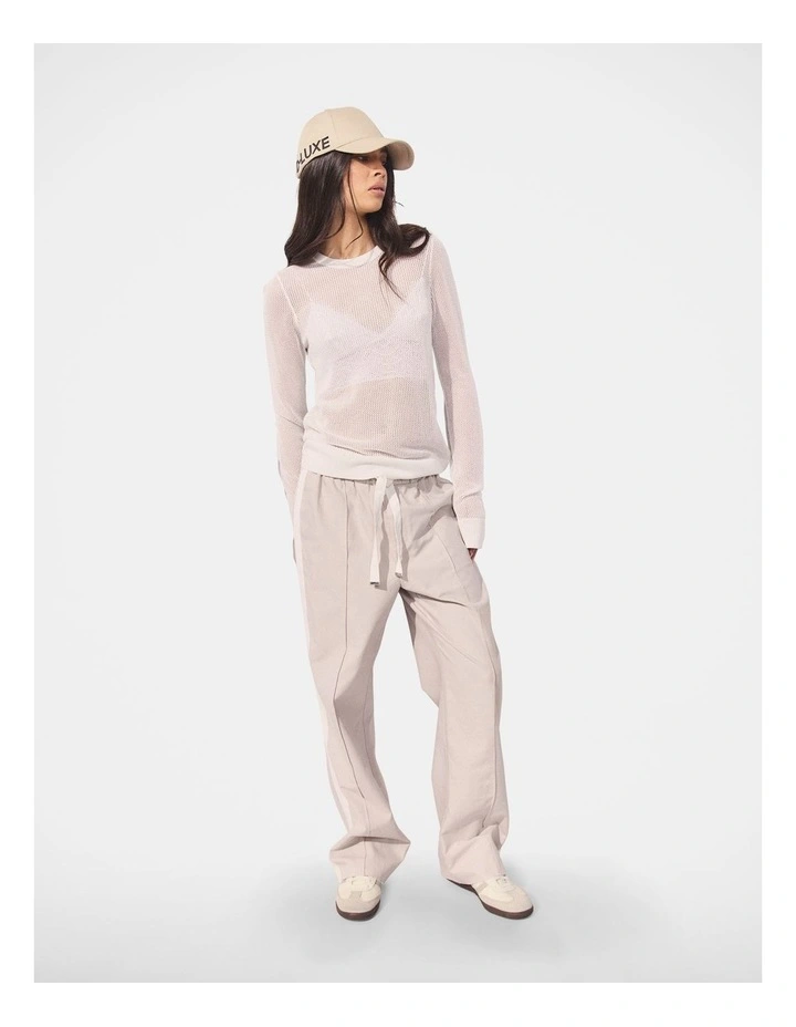 Long Sleeve Knit Top in Cream image 1