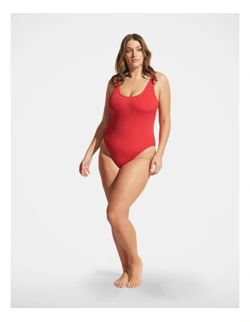 Crinkle Scoop One Piece in Red