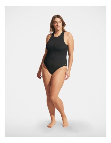 Crinkle Racer One Piece in Black