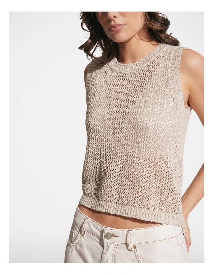 Cleo Metallic Tank in Parchment Metallic image 3