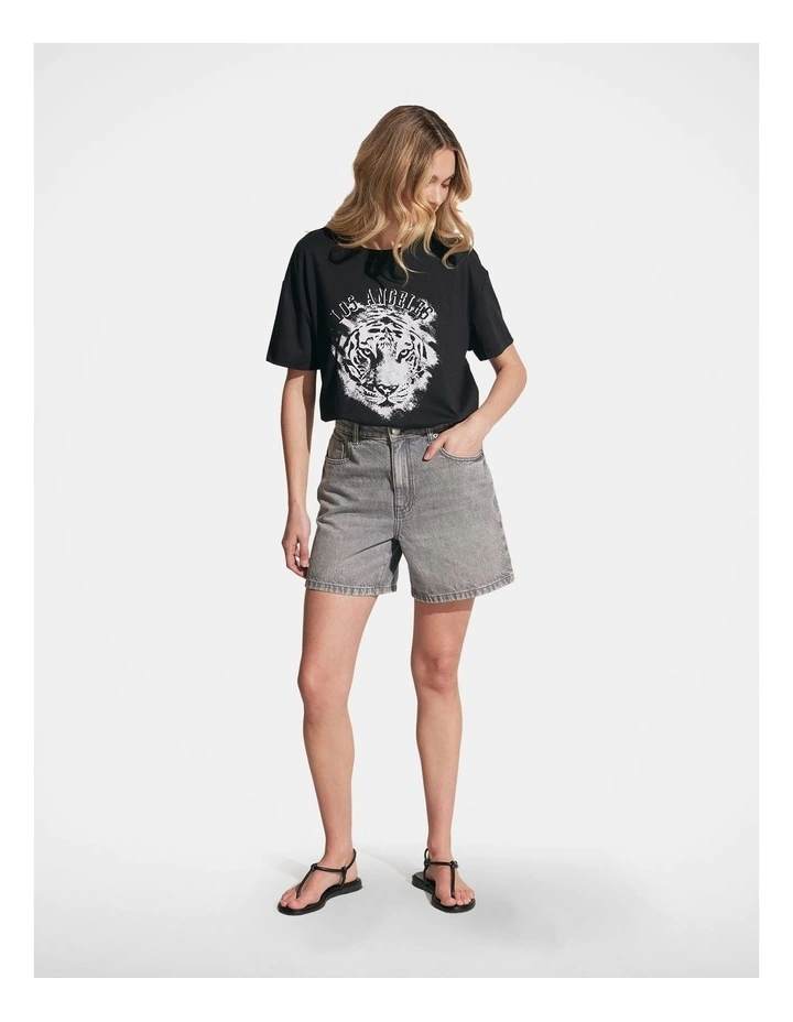 Tiger Print Tee in Black image 1