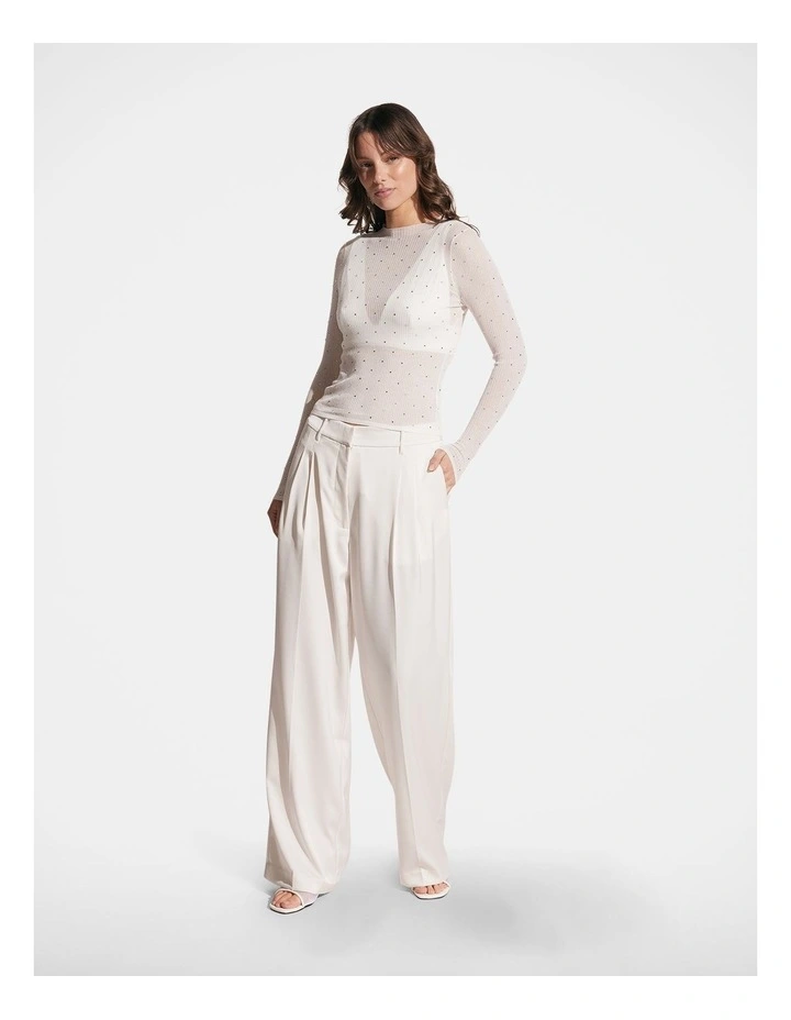 Alex Satin Tailored Pant in Ivory image 1