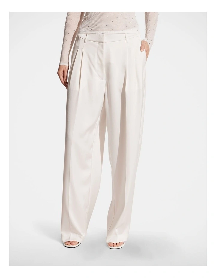 Alex Satin Tailored Pant in Ivory image 3