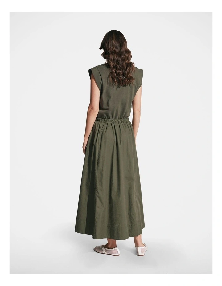 Jay Contrast Midi Dress in Olive image 2