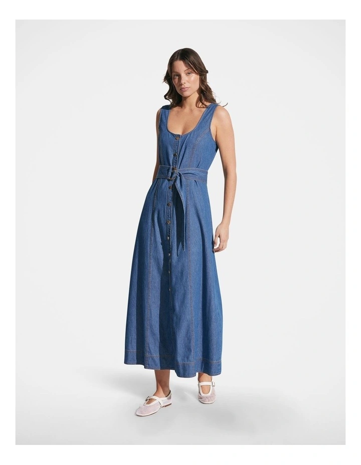 Skylar Denim Maxi Dress in Dark Wash image 1