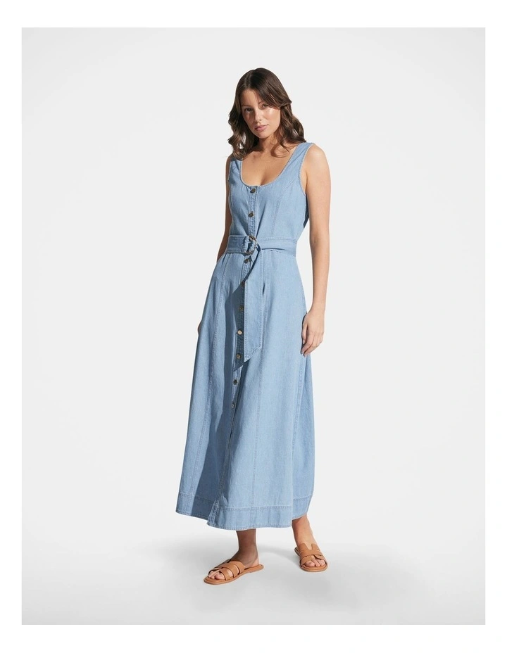 Skylar Denim Maxi Dress in Light Wash image 1
