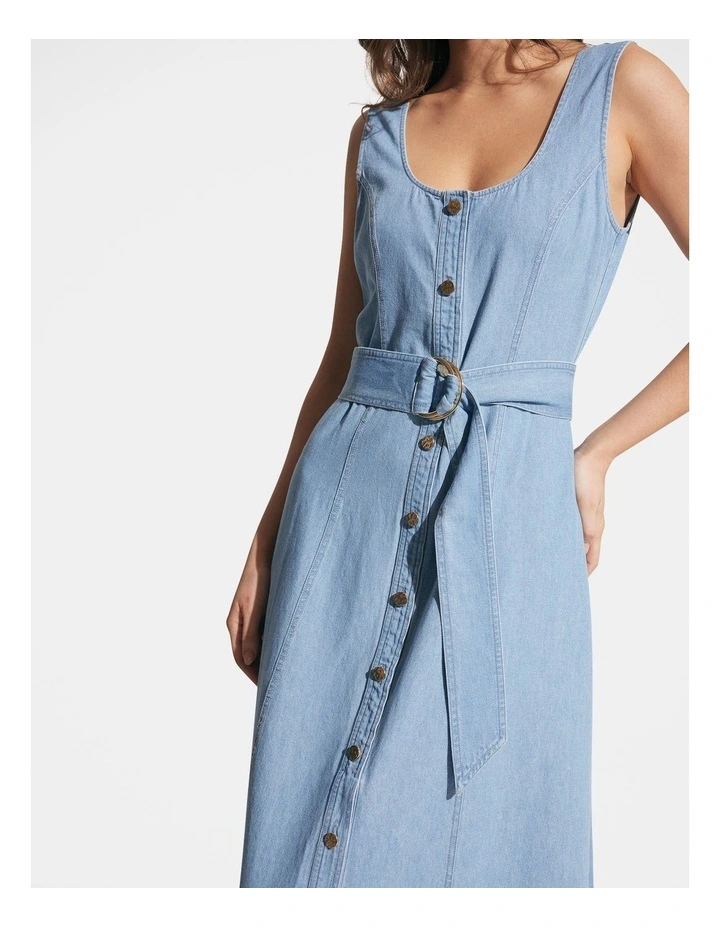 Skylar Denim Maxi Dress in Light Wash image 3