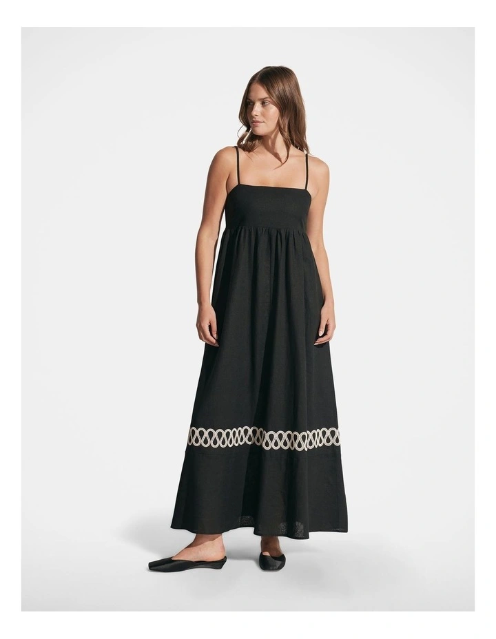 Leah Gathered Maxi Dress in Black image 1
