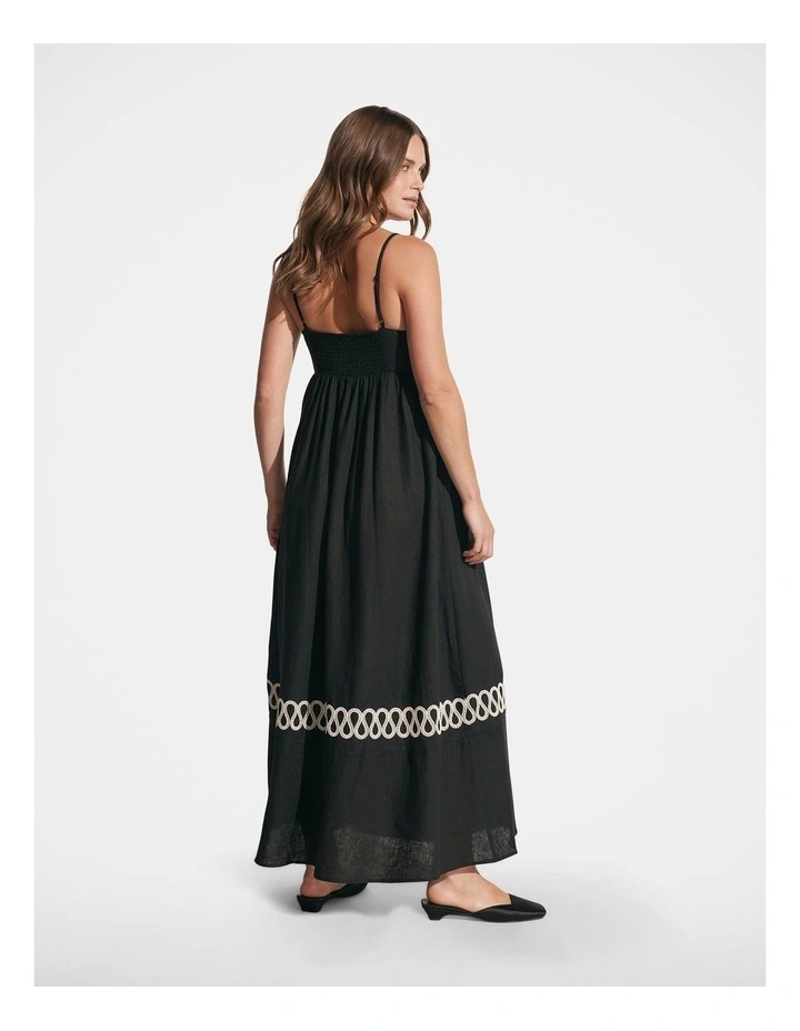 Leah Gathered Maxi Dress in Black image 2