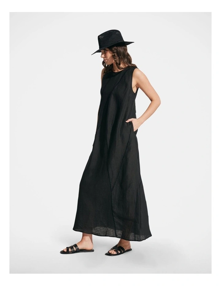Maddie Linen Dress in Black image 3