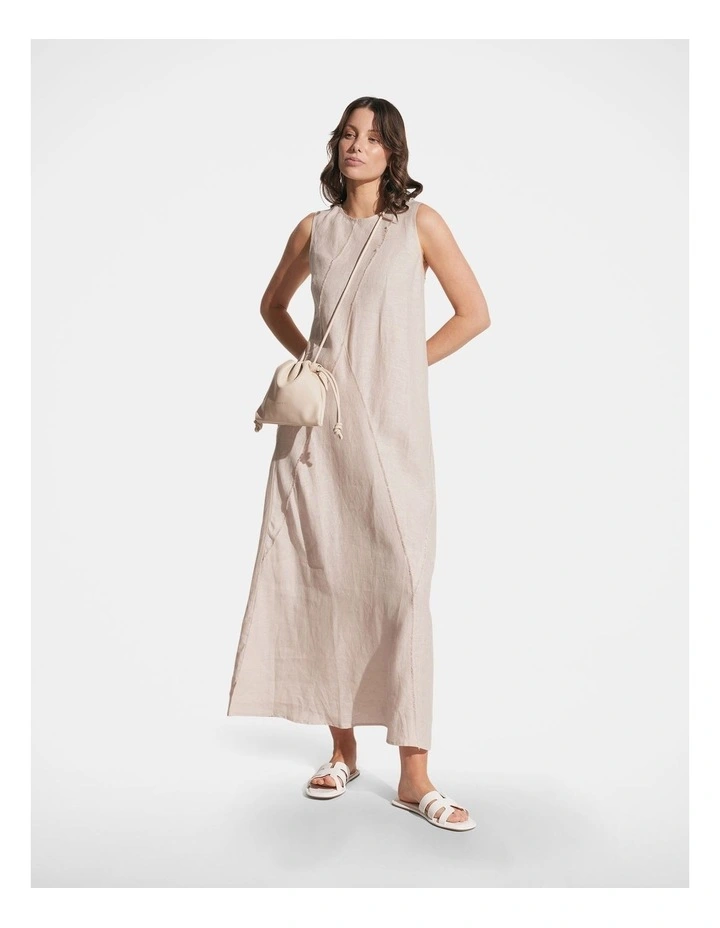 Maddie Linen Midi Dress in Beige image 1