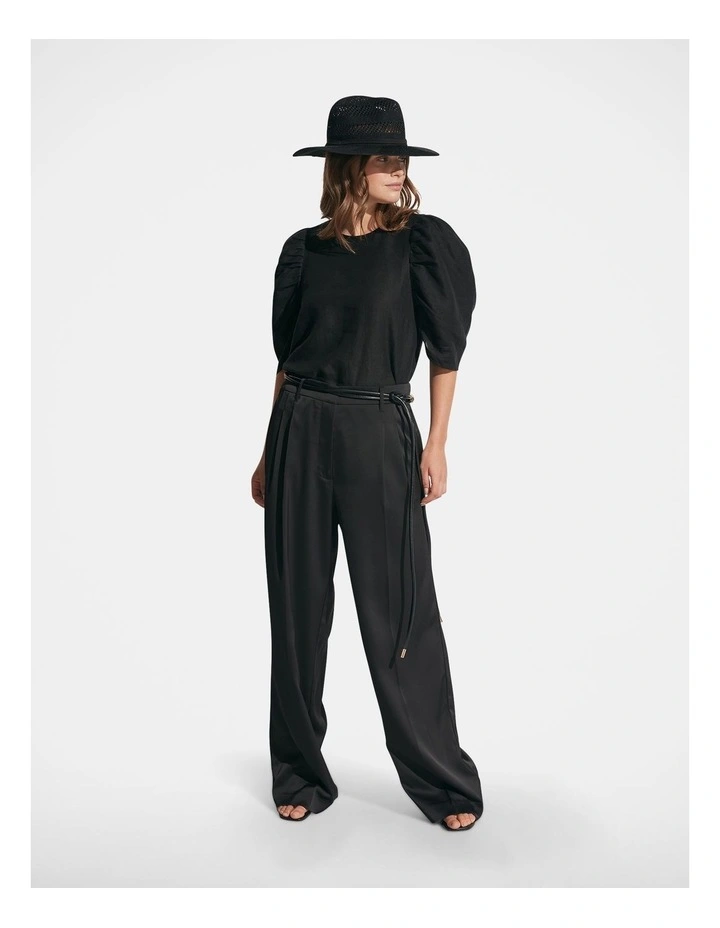 Isabella Linen Top in Black image 1