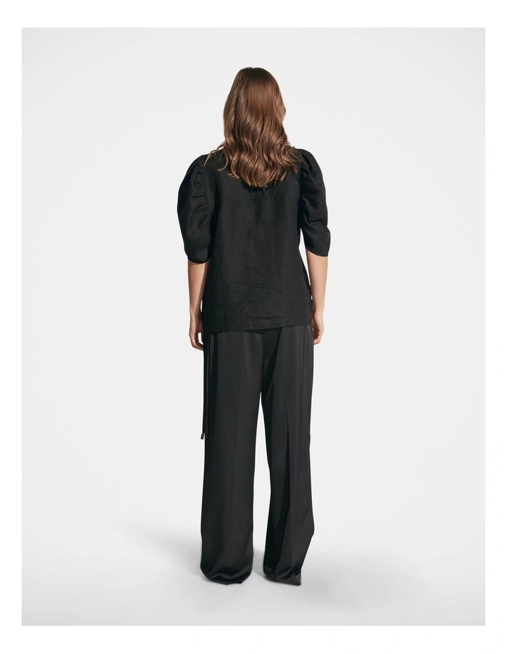 Isabella Linen Top in Black image 2