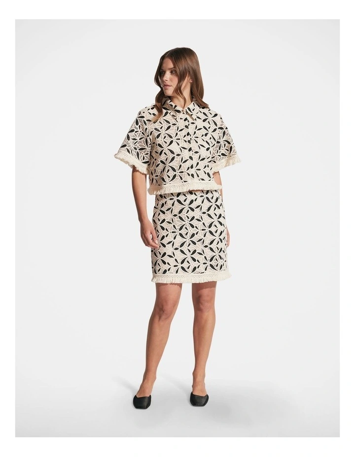 Mischa Lace Shirt in Natural/Black image 1