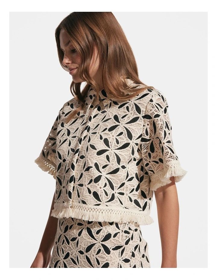 Mischa Lace Shirt in Natural/Black image 3
