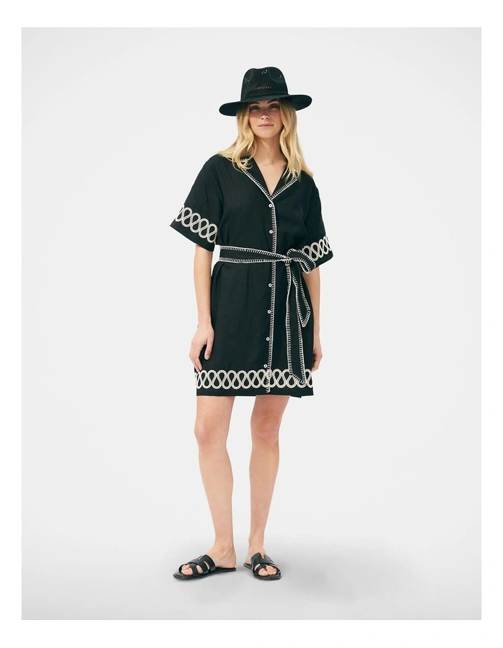 Lottie Mini Shirt Dress in Black image 1