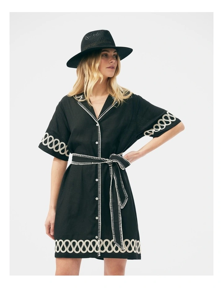 Lottie Mini Shirt Dress in Black image 3