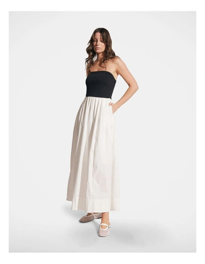 Iris Knit Contrast Midi Dress in Black/Vanilla image 1