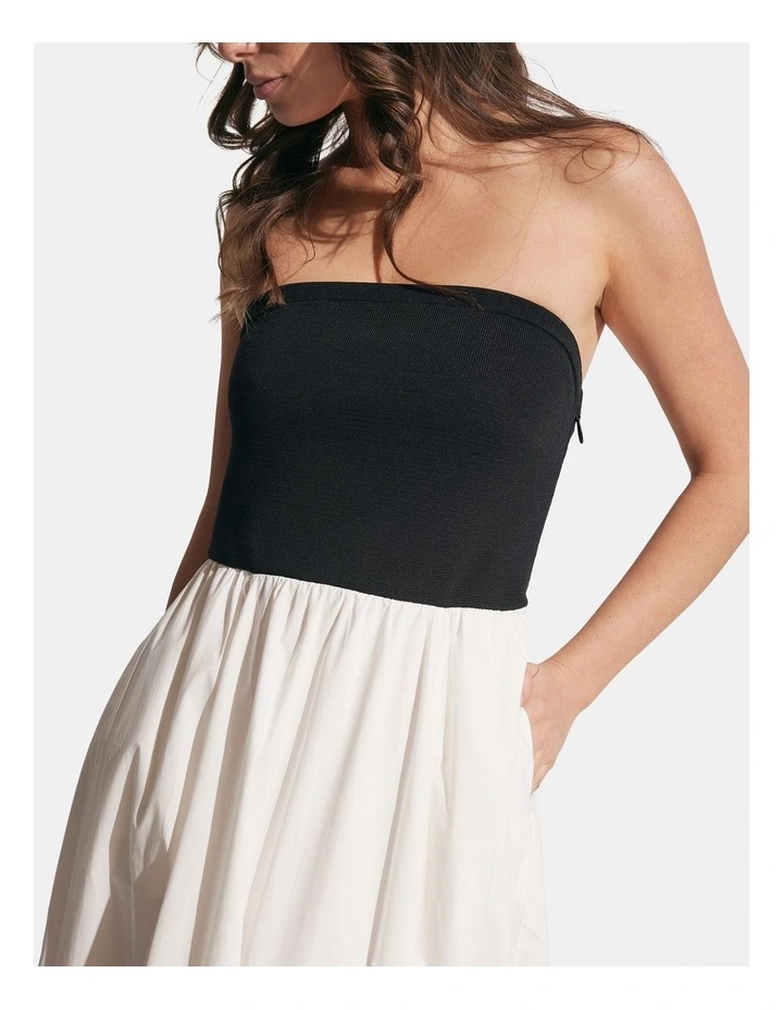 Iris Knit Contrast Midi Dress in Black/Vanilla image 3