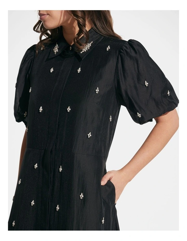 Yasmin Trim Detail Midi Dress in Black image 3
