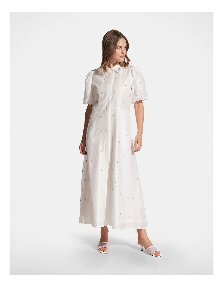 Yasmin Trim Detail Midi Dress in Vanilla image 1