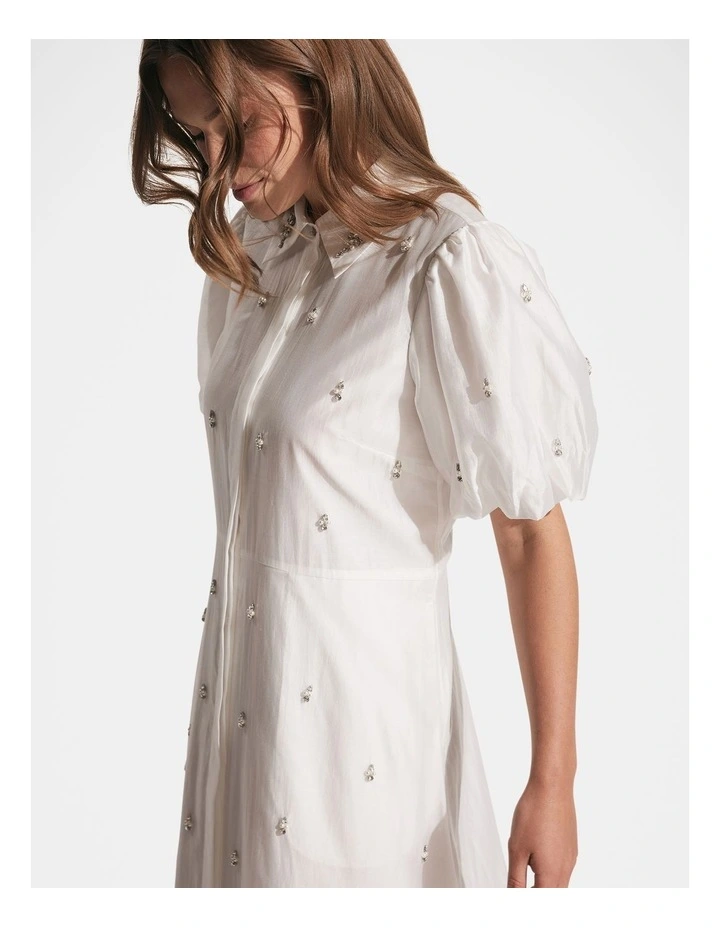 Yasmin Trim Detail Midi Dress in Vanilla image 3
