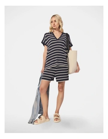 D-Luxe Stripe Knit Short in Navy/Ivory