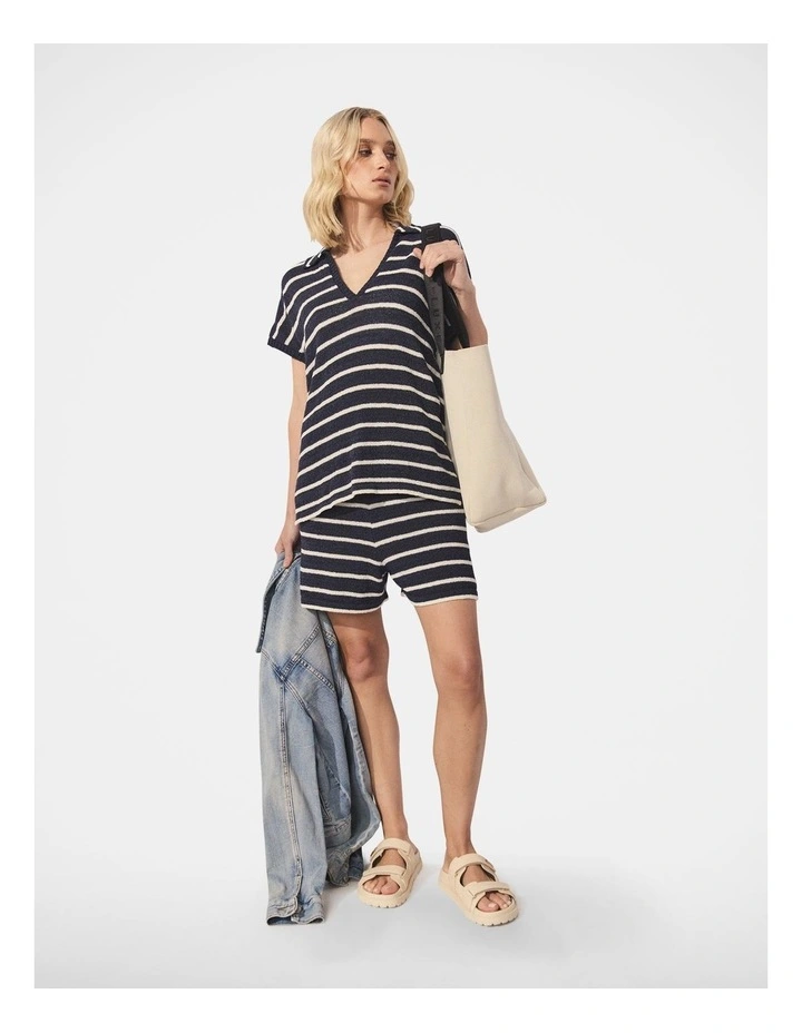 D-Luxe Stripe Knit Top in Navy/Ivory image 1