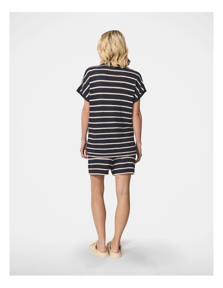 D-Luxe Stripe Knit Top in Navy/Ivory image 2