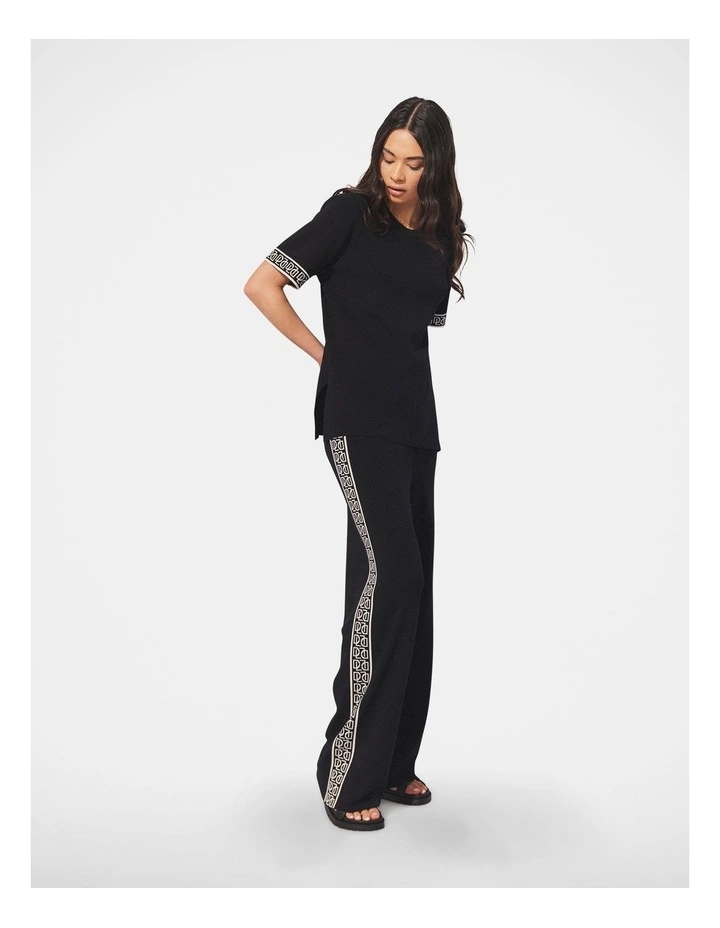 DeLuxe Contrast Knit Pant in Black image 3