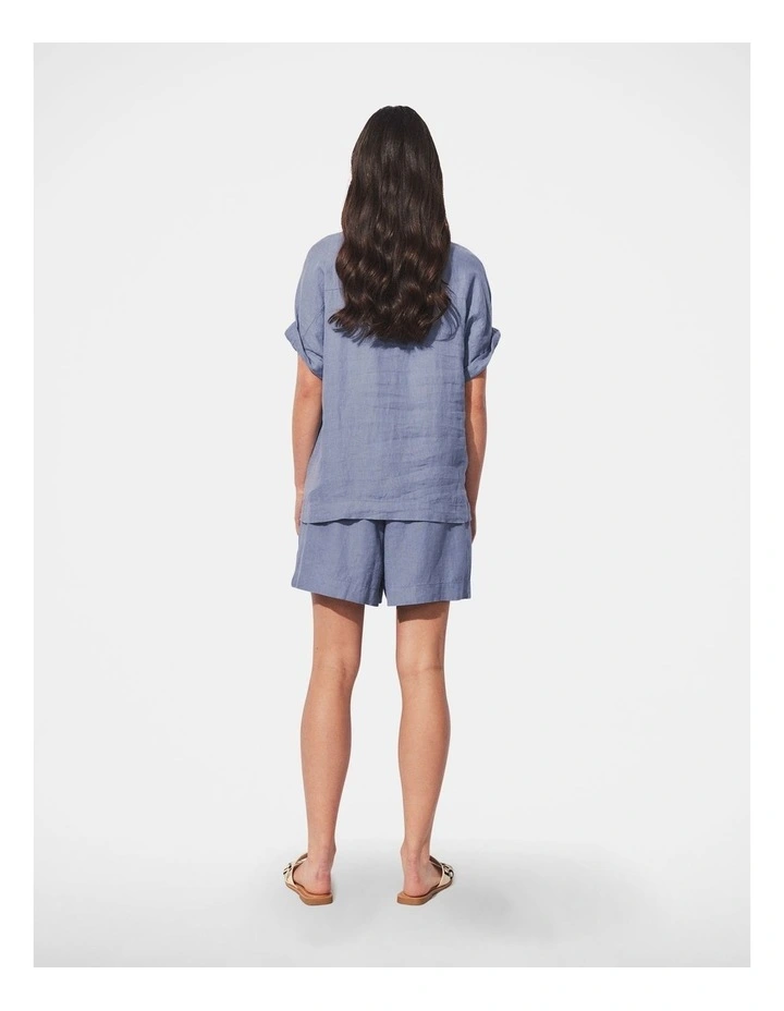 D-Luxe Linen Short in Washed Indigo image 2