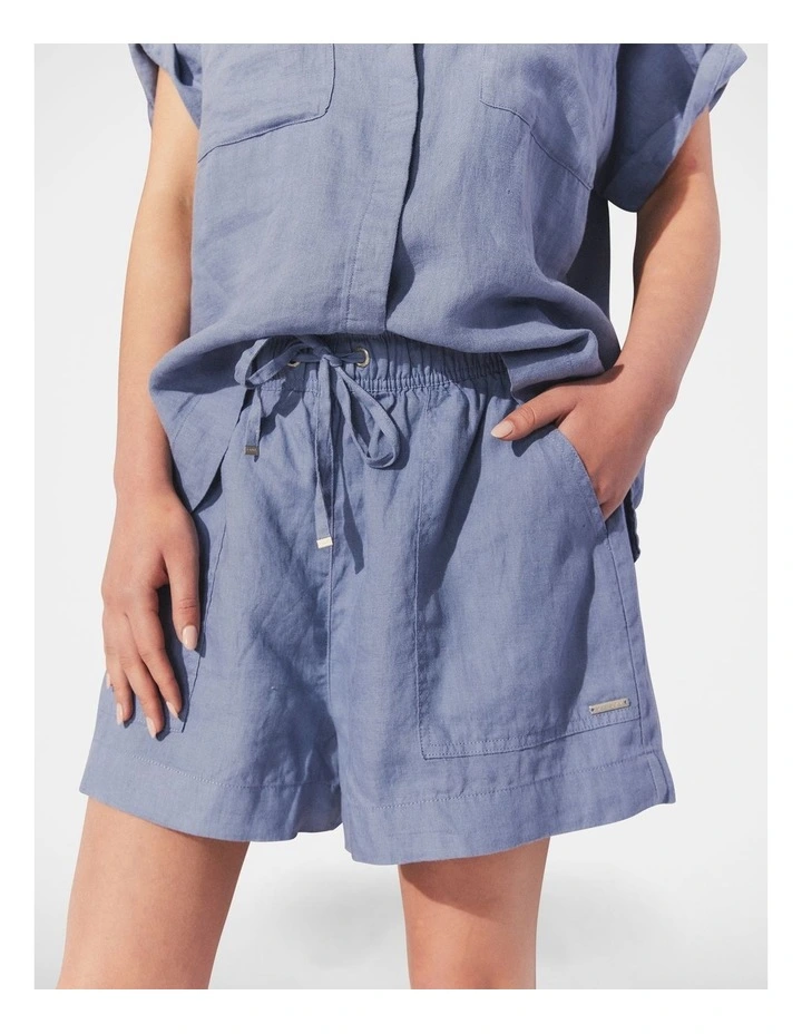 D-Luxe Linen Short in Washed Indigo image 3