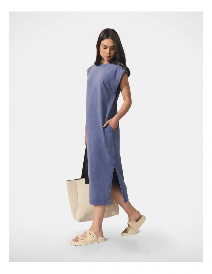 D-Luxe Sleeveless Tee Dress in Indigo Acid Wash image 1