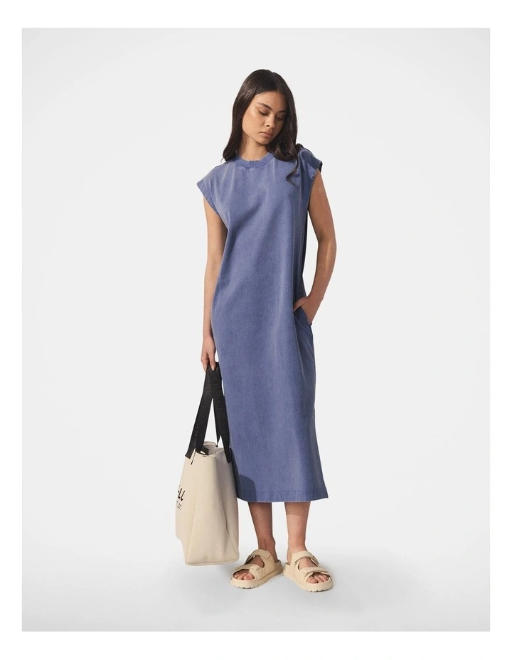 D-Luxe Sleeveless Tee Dress in Indigo Acid Wash image 3