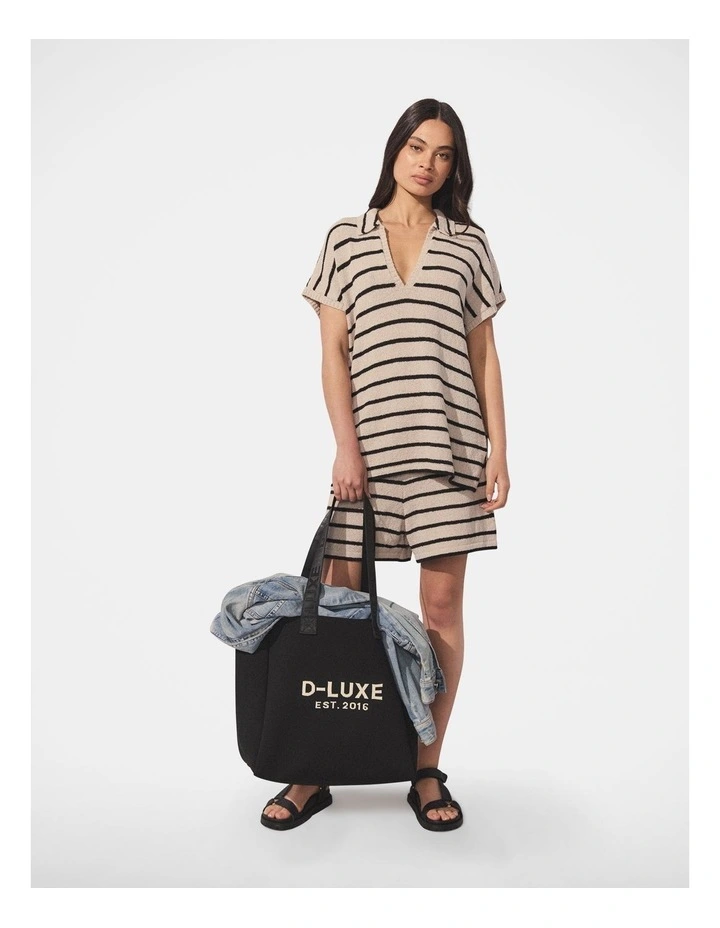 D-Luxe Stripe Knit Top in Shell/Black image 1