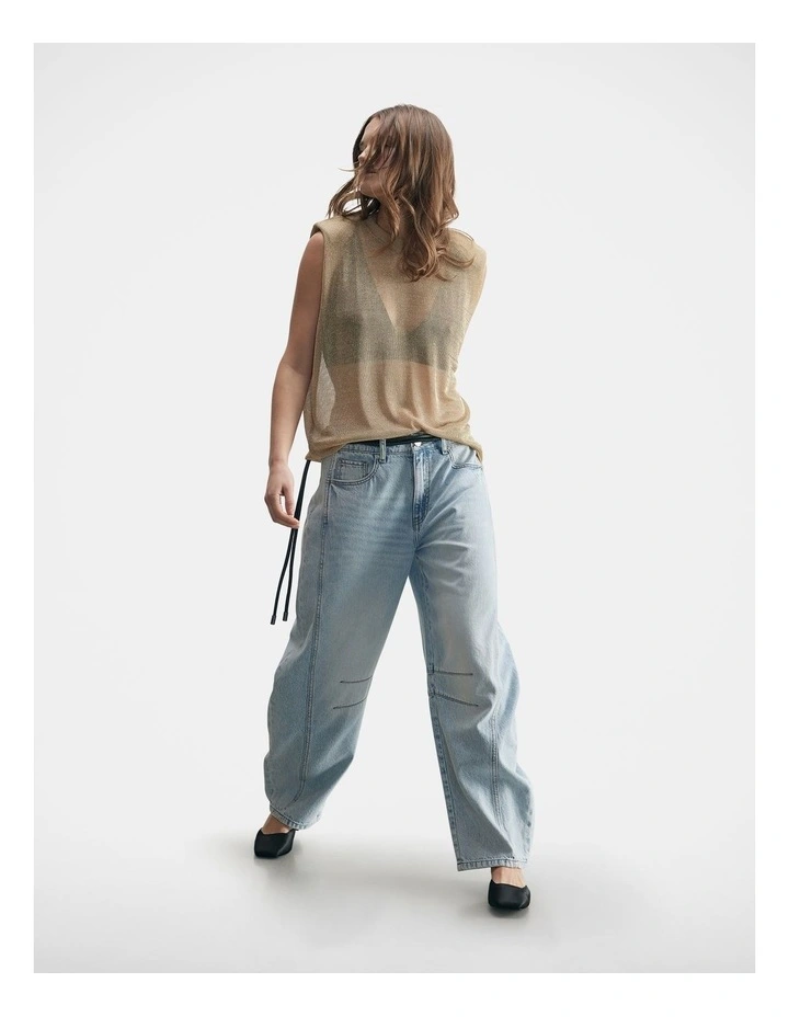 Sara Metallic Mesh Tank in Gold image 1