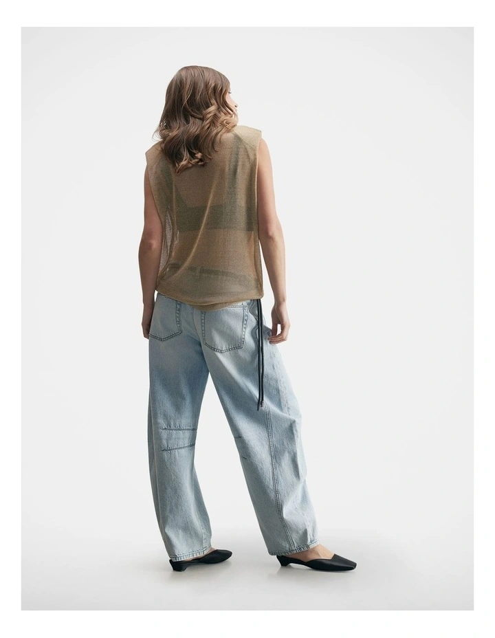 Sara Metallic Mesh Tank in Gold image 2