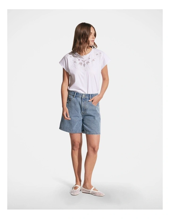 Callie Cutwork Tee in Bright White image 1