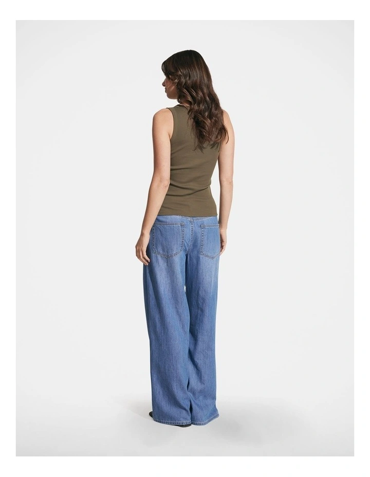 Violet Henley Tank in Moss image 2