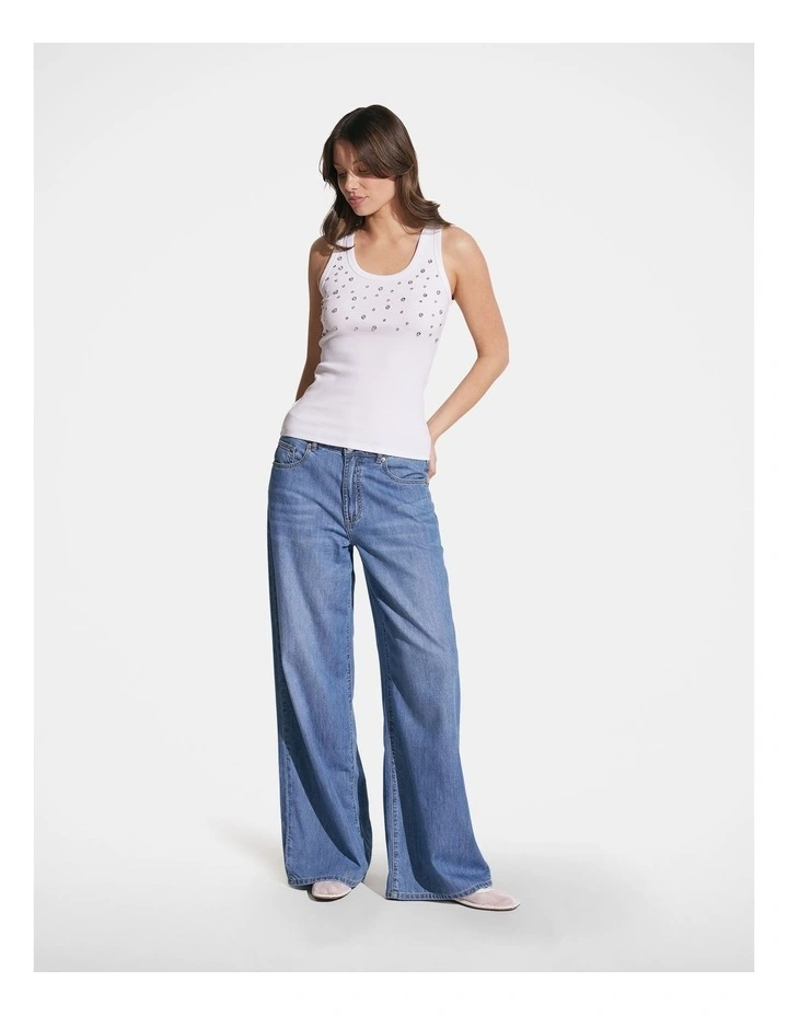 Lizzie Rhinestone Tank in Bright White image 1