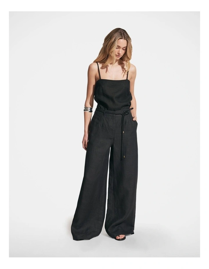 Alyssa Linen Palazzo Pant in Black image 1