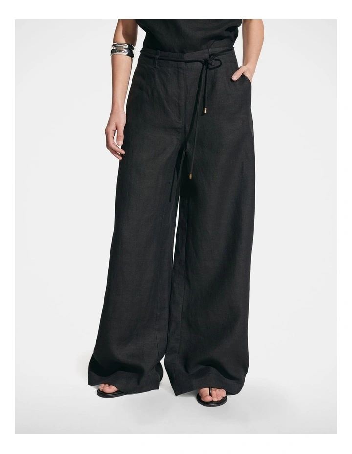 Alyssa Linen Palazzo Pant in Black image 3