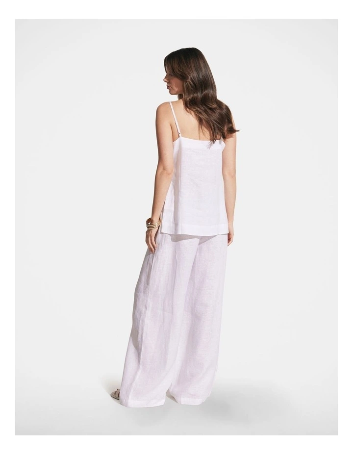 Amelia Linen Longline Top in White image 2