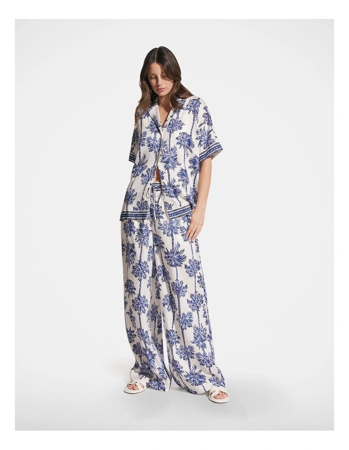 Leah Oversized Shirt in Vanilla Palm Toile image 1