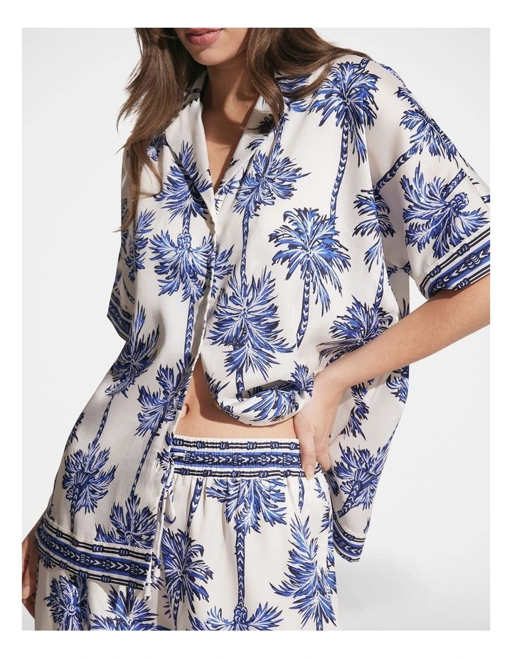 Leah Oversized Shirt in Vanilla Palm Toile image 3