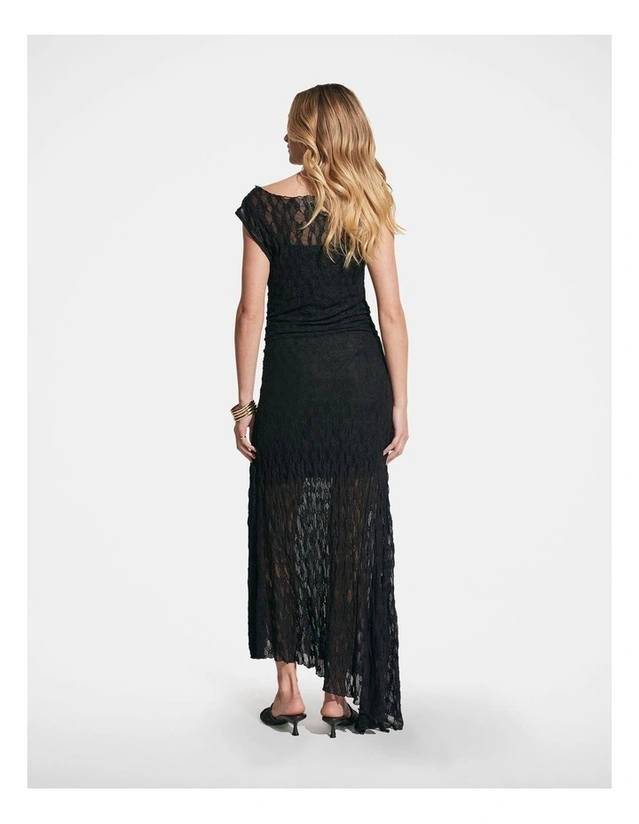 Ines Lace Asymmetric Dress in Black image 2